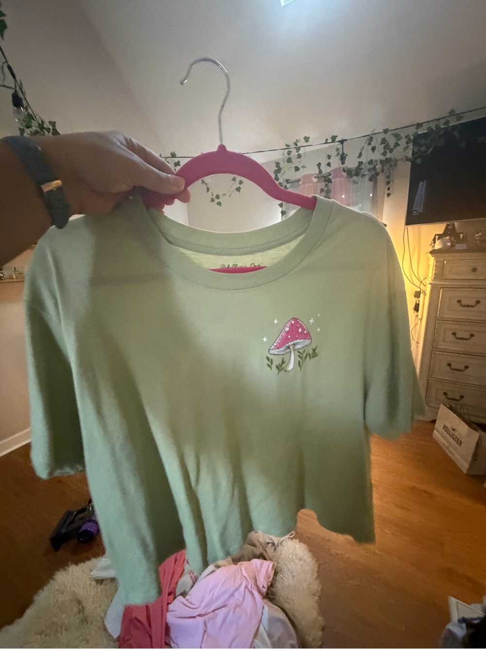 Green Mushroom Graphic Tee - Kids Shirt